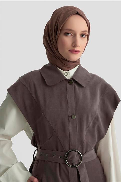 Armine Kemerli Yelek 25KD1106 Acı Kahve
