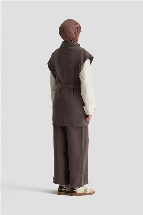 Armine Kemerli Yelek 25KD1106 Acı Kahve
