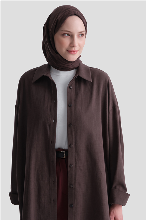 Armine Düğme Detaylı Gömlek 25KD1108 Kiremit