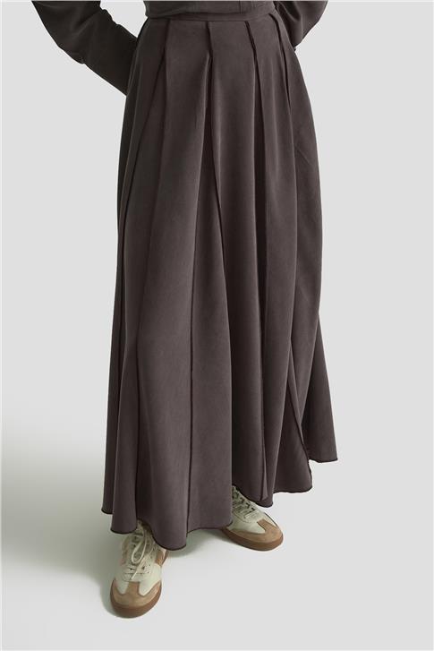 Armine Volanlı Etek 25KD1109 Kahverengi