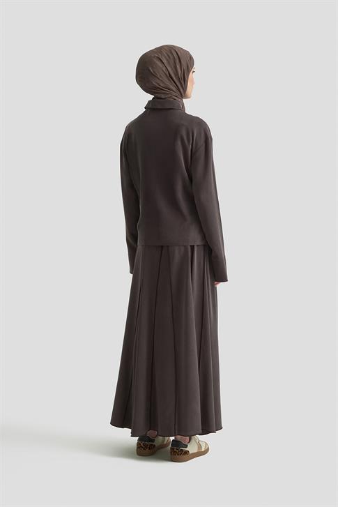 Armine Beli Pileli Gömlek 25KD1111 Kahverengi