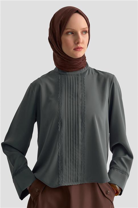 Armine Nervürlü Bluz 25KD1112 Antrasit