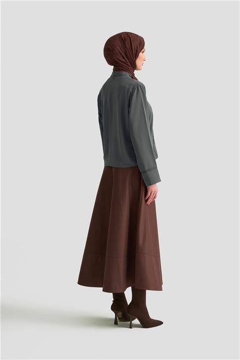 Armine Nervürlü Bluz 25KD1112 Antrasit