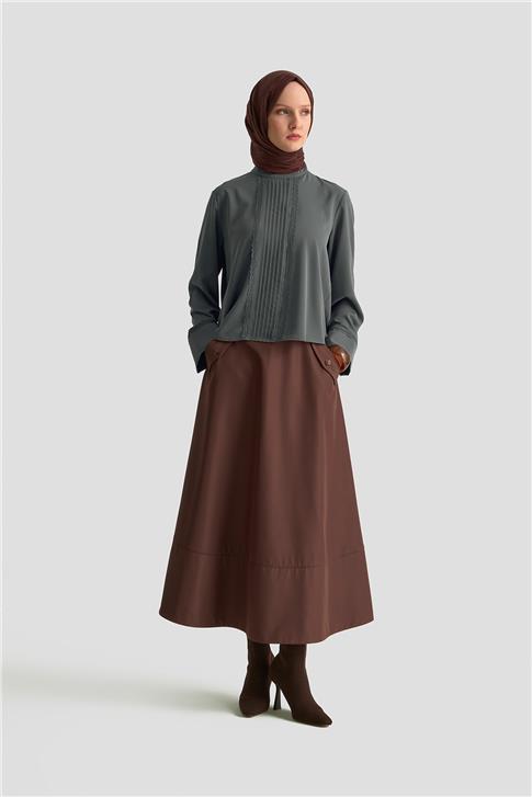 Armine Nervürlü Bluz 25KD1112 Antrasit