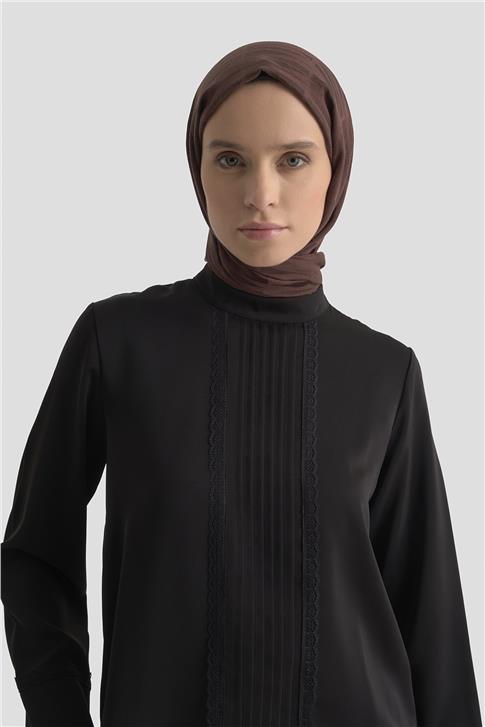 Armine Nervürlü Bluz 25KD1112 Siyah