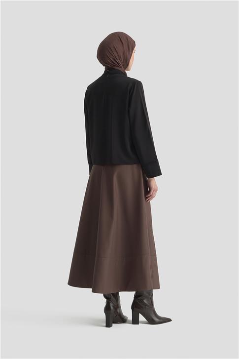 Armine Nervürlü Bluz 25KD1112 Siyah