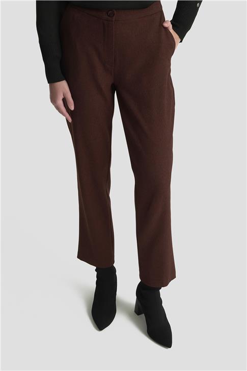 Armine Beli Lastikli Klasik Pantolon 25KD1113 Kahverengi