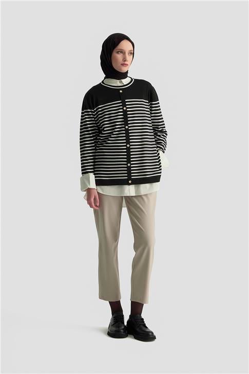 Armine Beli Lastikli Klasik Pantolon 25KD1113 Bej