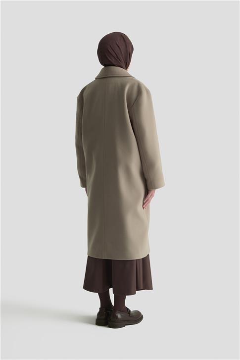 Armine Kruvaze Yaka Kaşe Kaban 25KD1122 Vizon