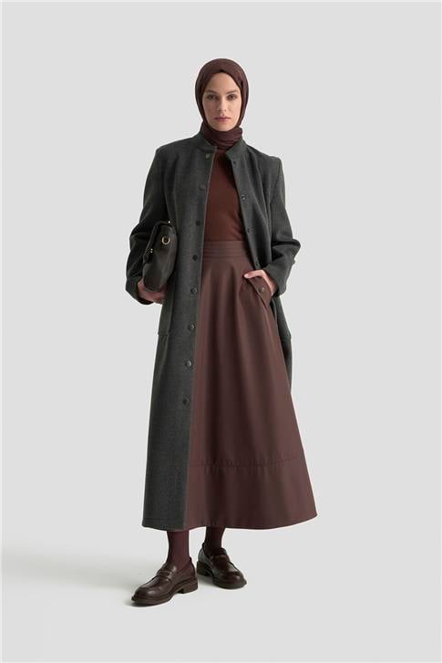 Armine Hakim Yaka Kaşe Kap 25KD1124 Gri