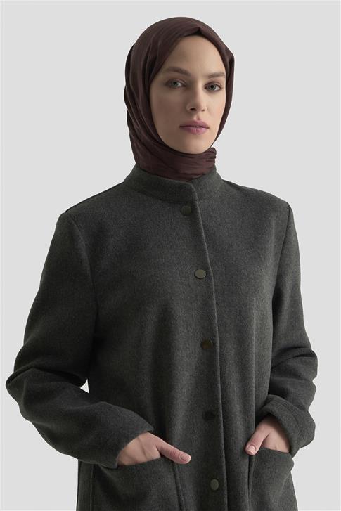 Armine Hakim Yaka Kaşe Kap 25KD1124 Gri