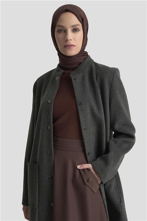 Armine Hakim Yaka Kaşe Kap 25KD1124 Gri