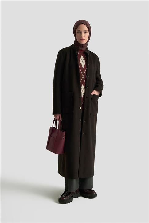 Armine Hakim Yaka Kaşe Kap 25KD1124 Siyah