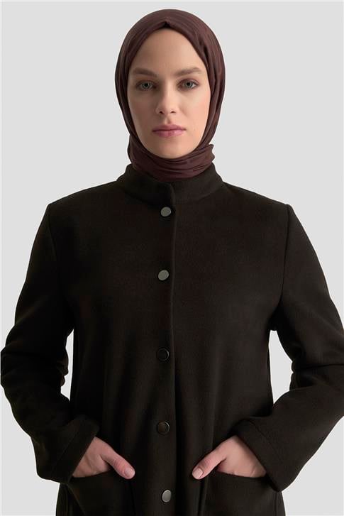 Armine Hakim Yaka Kaşe Kap 25KD1124 Siyah