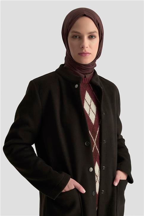 Armine Hakim Yaka Kaşe Kap 25KD1124 Siyah