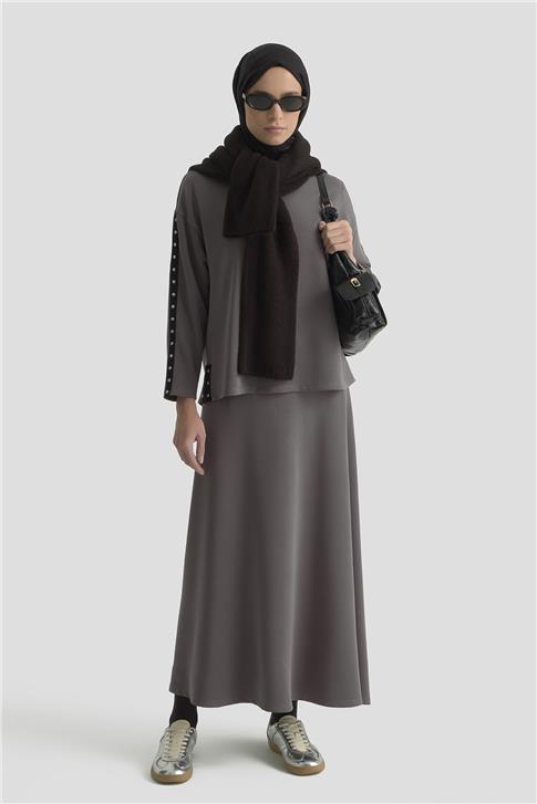 Armine Şeritli Örme Takım 25KD1163 Antrasit