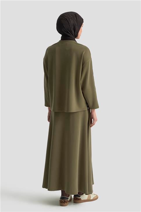 Armine Şeritli Örme Takım 25KD1163 Haki