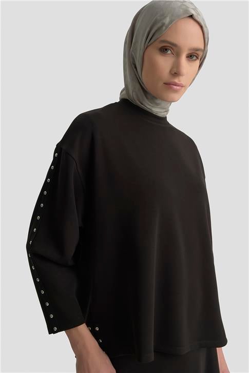 Armine Şeritli Örme Takım 25KD1163 Siyah