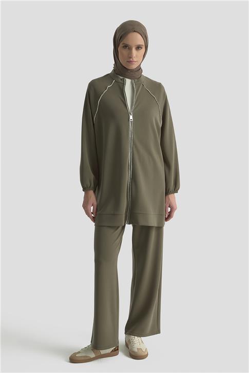 Armine Biyeli Örme Takım 25KD1176 Haki
