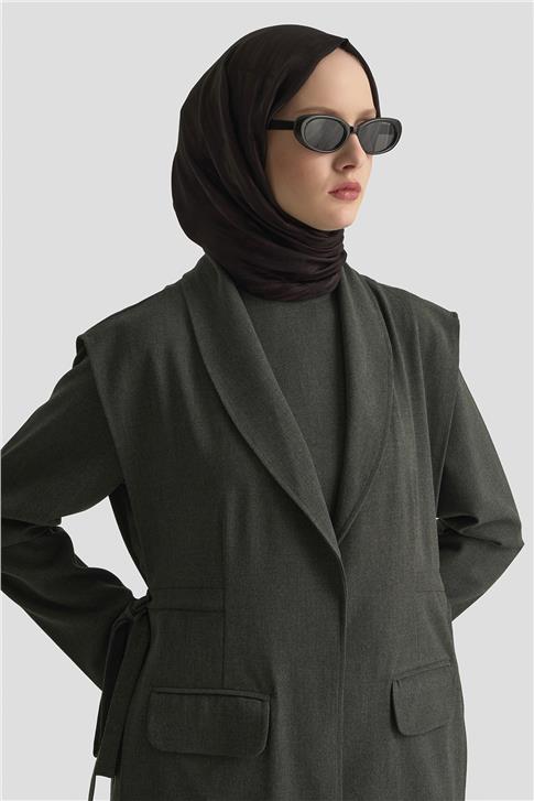 Armine Bağlama Detaylı Ceket 25KD1301 Antrasit