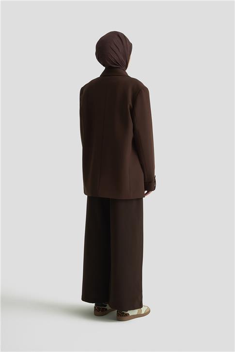 Armine Geniş Paça Pantolon Etek 25KD1304 KAHVERENGİ