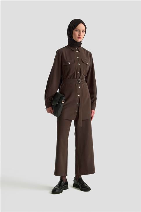 Armine Cepli Tunik Takım 25KD1306 Acı Kahve