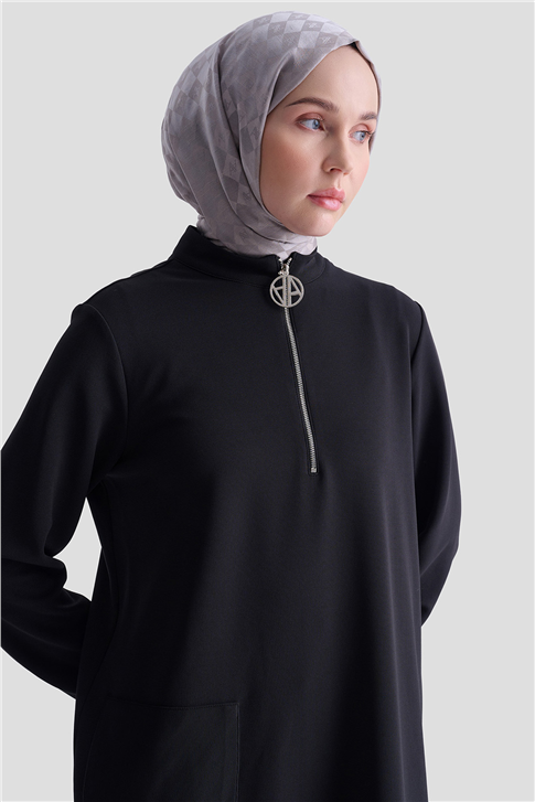 Armine Cep Detaylı Basic Tunik 25KT1453 Siyah