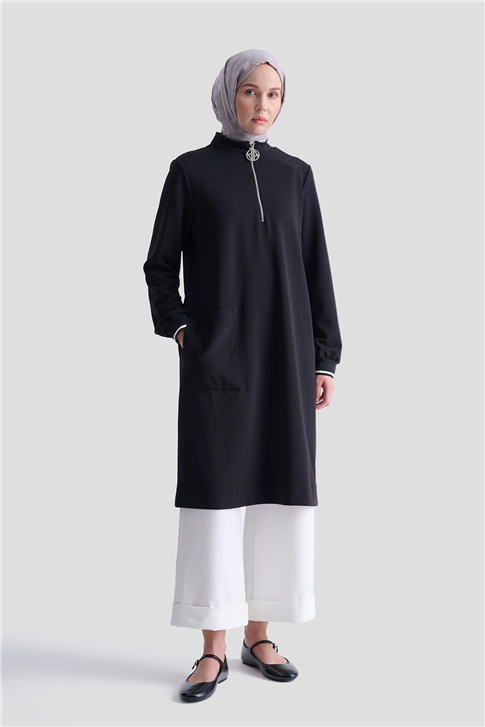 Armine Cep Detaylı Basic Tunik 25KT1453 Siyah
