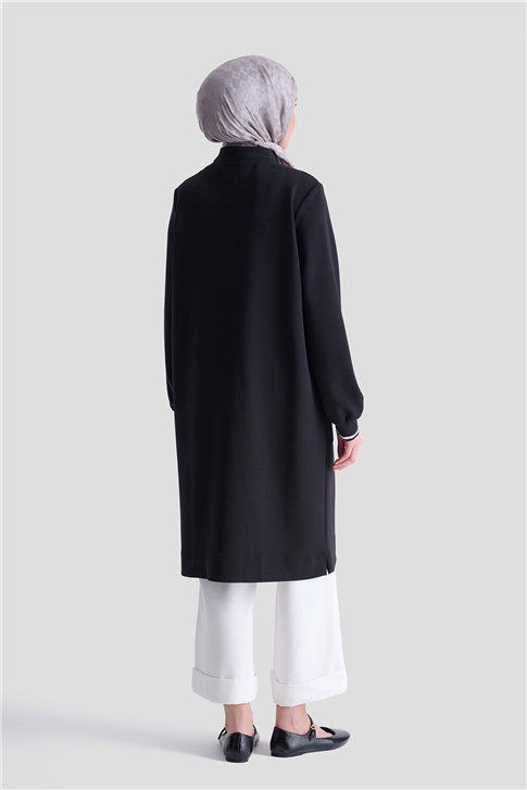 Armine Cep Detaylı Basic Tunik 25KT1453 Siyah