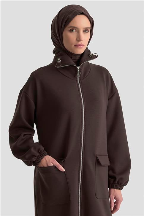 Armine Yüksek Yaka Örme Giyçık 25KD1503 Kahverengi