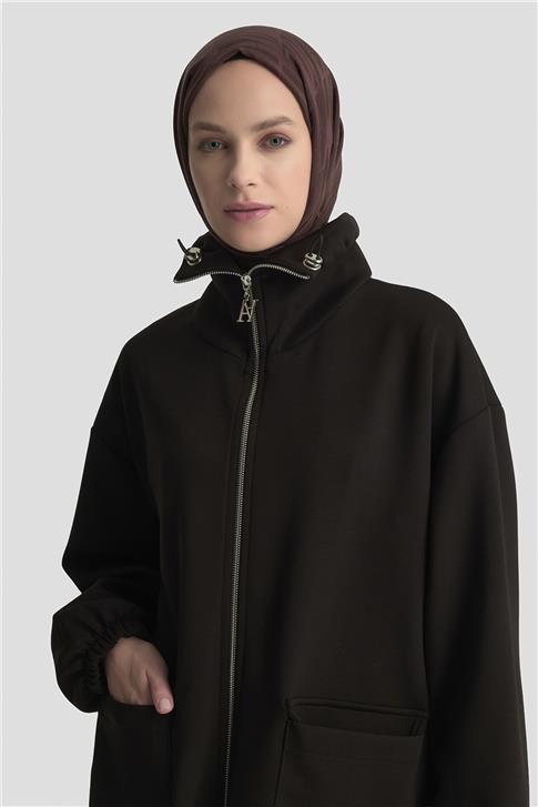 Armine Yüksek Yaka Örme Giyçık 25KD1503 Siyah