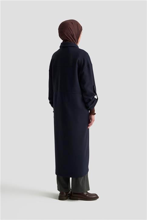 Armine Beli Büzgülü Örme Giyçık 25KD1504 Lacivert