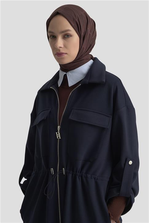 Armine Beli Büzgülü Örme Giyçık 25KD1504 Lacivert