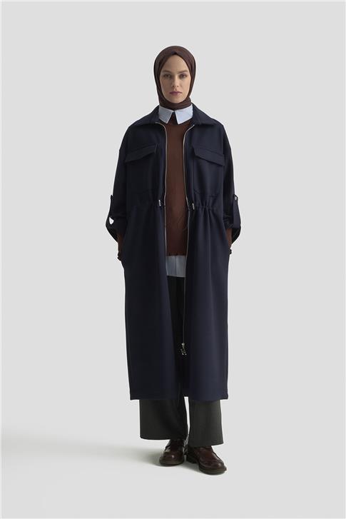 Armine Beli Büzgülü Örme Giyçık 25KD1504 Lacivert