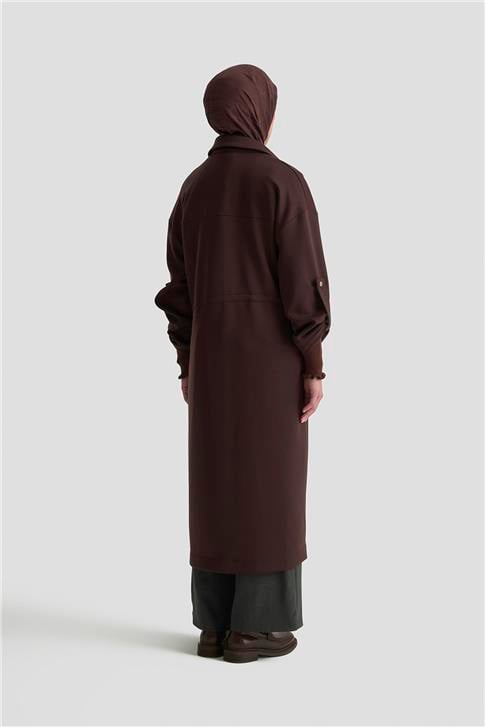 Armine Beli Büzgülü Örme Giyçık 25KD1504 Kahverengi