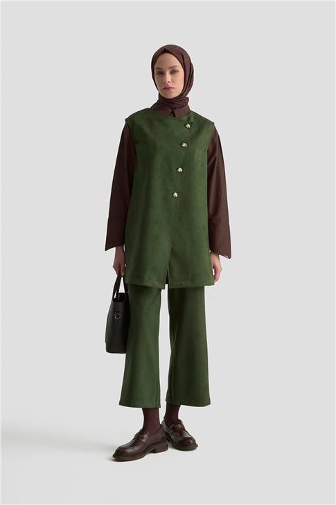 Armine Yelekli Süet Takım 25KD1506 Haki