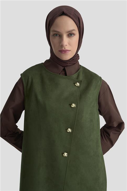 Armine Yelekli Süet Takım 25KD1506 Haki
