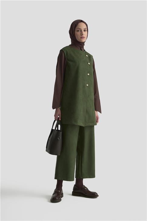 Armine Yelekli Süet Takım 25KD1506 Haki
