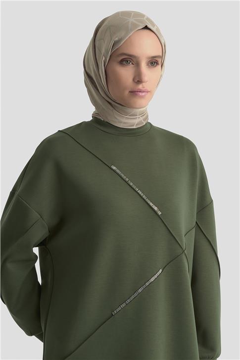 Armine İşlemeli Örme Takım 25KD1507 Haki