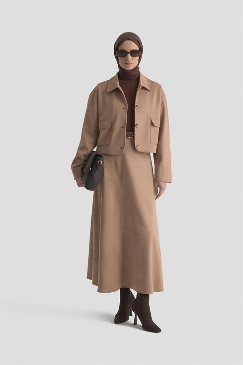 Armine Ceketli Süet Takım 25KD1703 Taba