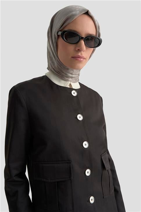 Armine Düğme Detaylı Ceket Takım 25KD1705 Siyah