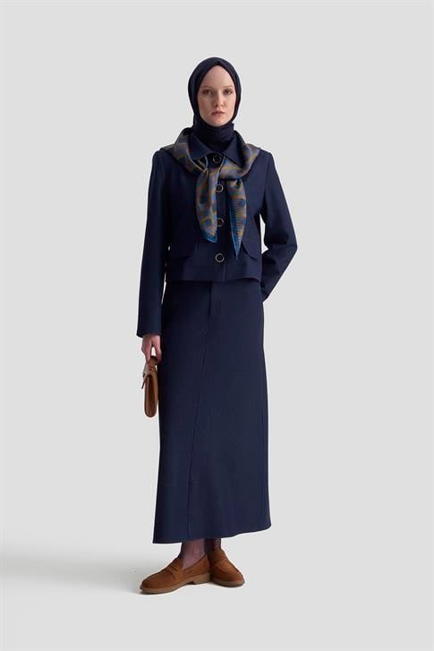 Armine Blazer Ceketli Tencel Takım 25KD1706 Lacivert