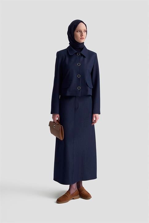Armine Blazer Ceketli Tencel Takım 25KD1706 Lacivert