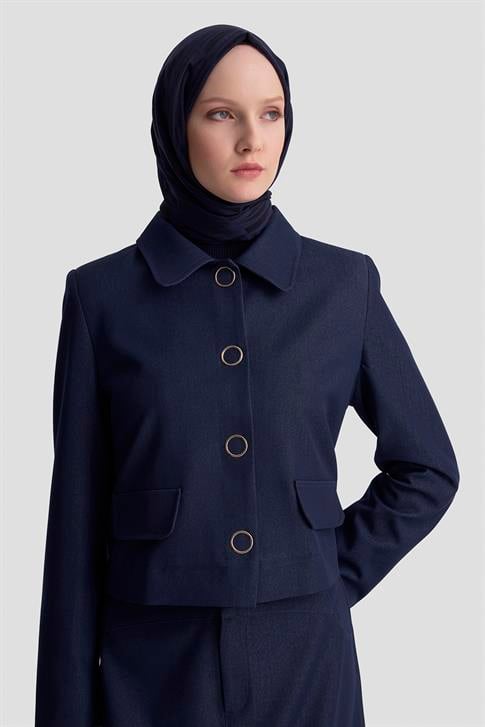 Armine Blazer Ceketli Tencel Takım 25KD1706 Lacivert
