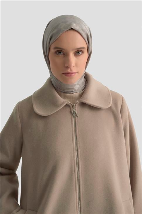 Armine Kürk Yakalı Kaban 25KD1707 Bej