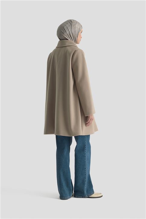 Armine Kürk Yakalı Kaban 25KD1707 Bej