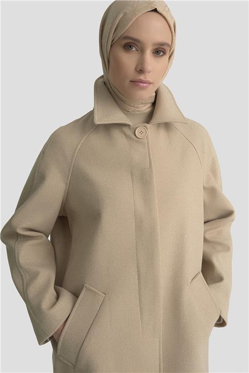 Armine Oversize Kaşe Manto 25KT1708 Bej