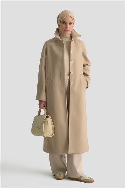 Armine Oversize Kaşe Manto 25KT1708 Bej