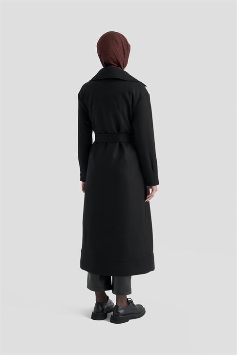 Armine Fermuarlı Kaşe Pardesü 25KT1801 Siyah