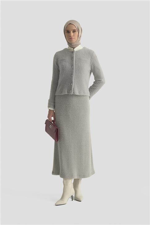 Armine  Dokulu Triko Takım 25KD1801 Gri